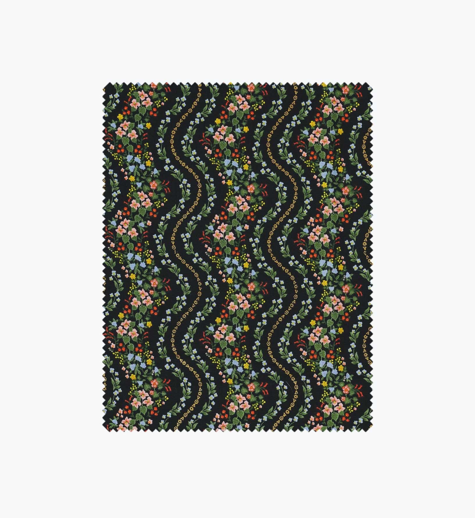 Cloverpaperco™ - Wildwood Vines Cotton Metallic Fabric - Black