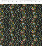 Cloverpaperco™ - Wildwood Vines Cotton Metallic Fabric - Black