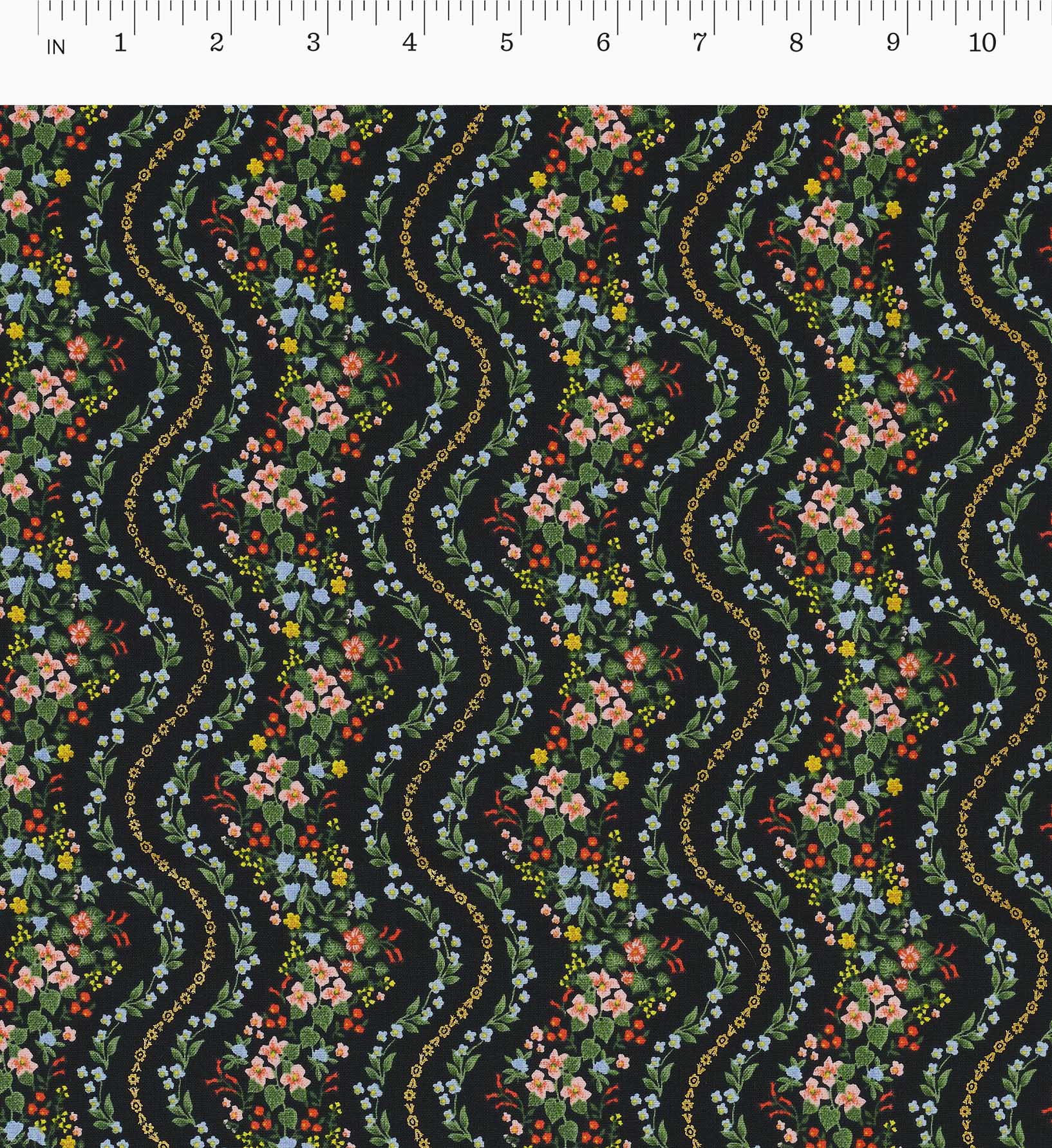 Cloverpaperco™ - Wildwood Vines Cotton Metallic Fabric - Black