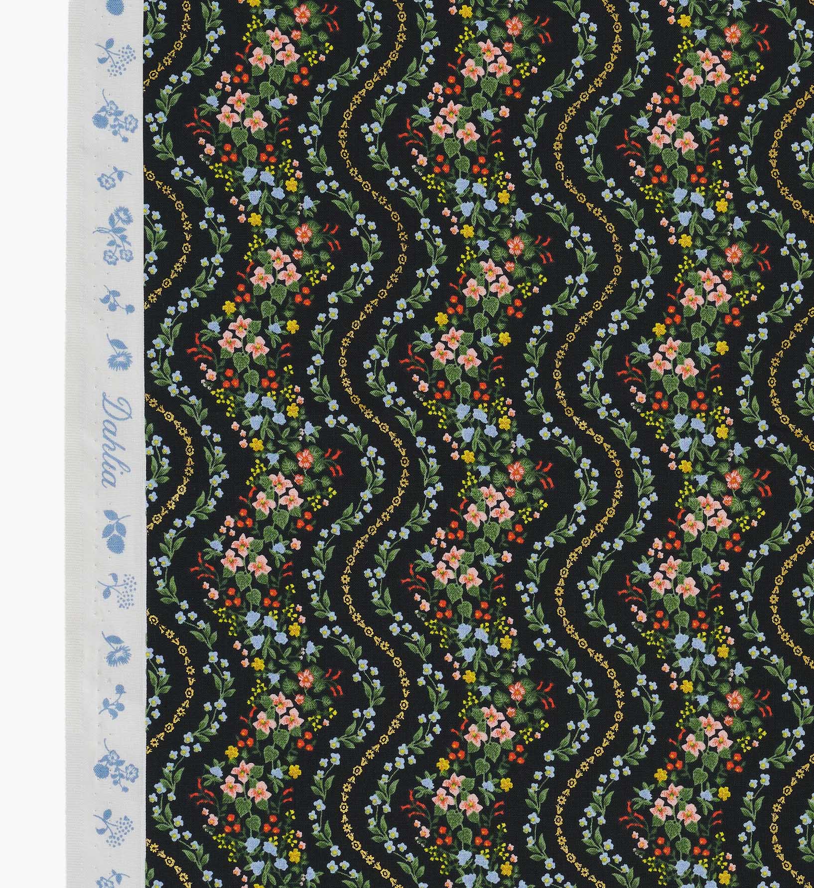 Cloverpaperco™ - Wildwood Vines Cotton Metallic Fabric - Black