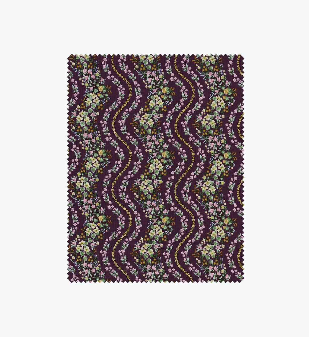 Cloverpaperco™ - Wildwood Vines Cotton Metallic Fabric - Aubergine