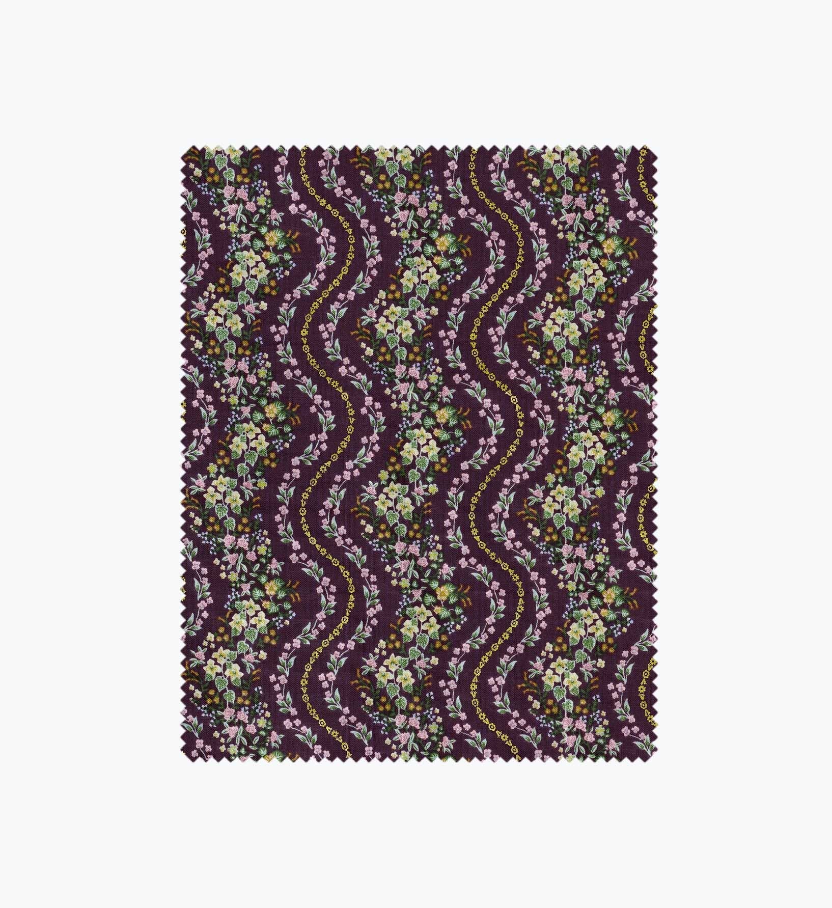 Cloverpaperco™ - Wildwood Vines Cotton Metallic Fabric - Aubergine