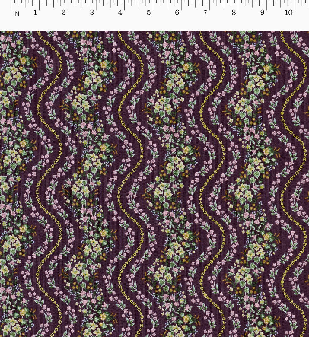 Cloverpaperco™ - Wildwood Vines Cotton Metallic Fabric - Aubergine