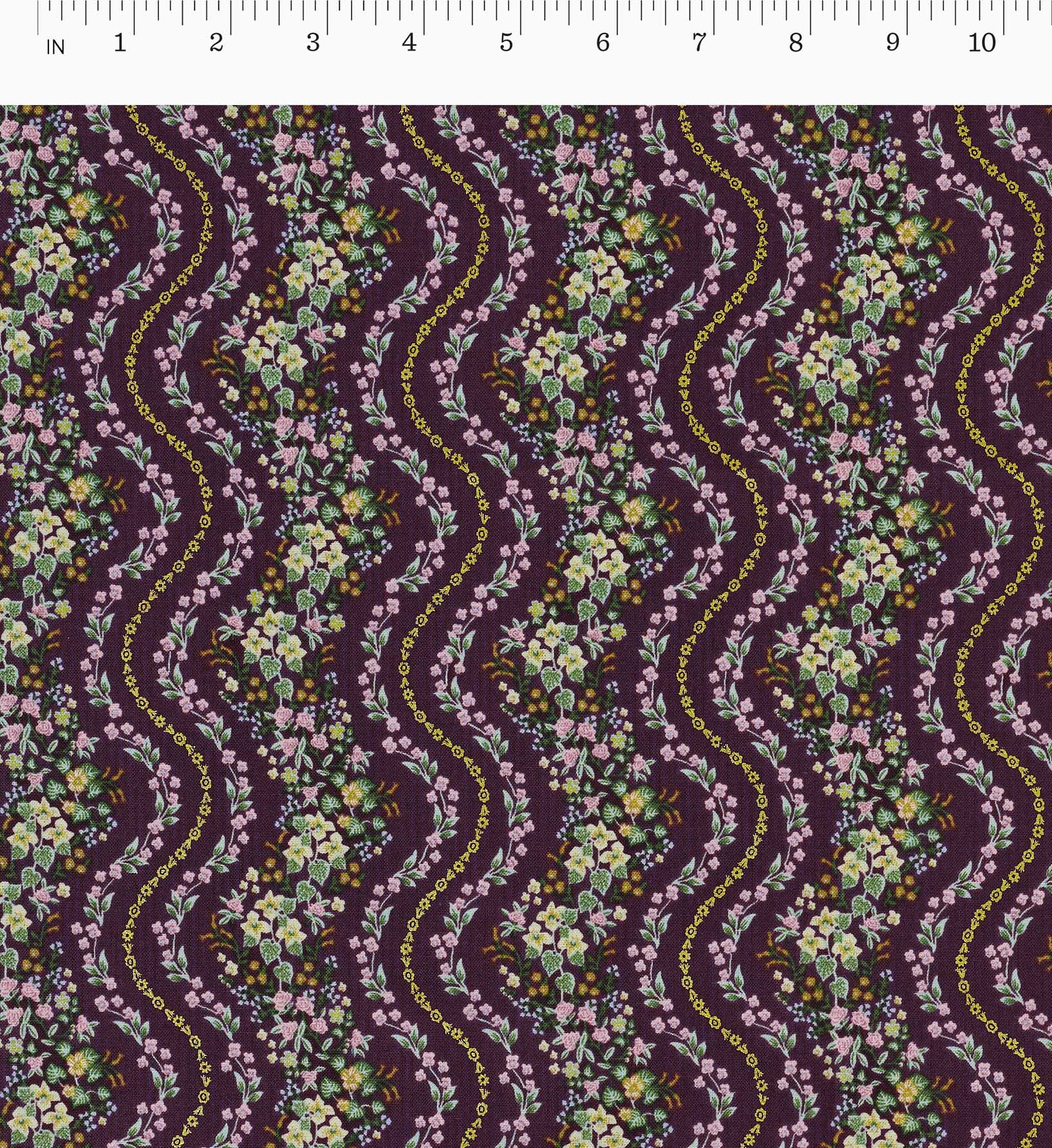 Cloverpaperco™ - Wildwood Vines Cotton Metallic Fabric - Aubergine