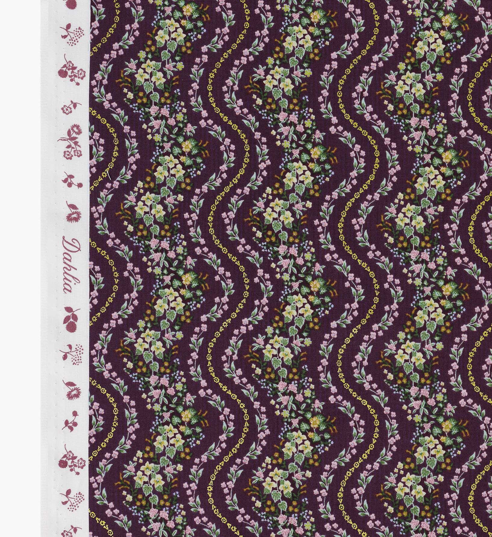 Cloverpaperco™ - Wildwood Vines Cotton Metallic Fabric - Aubergine