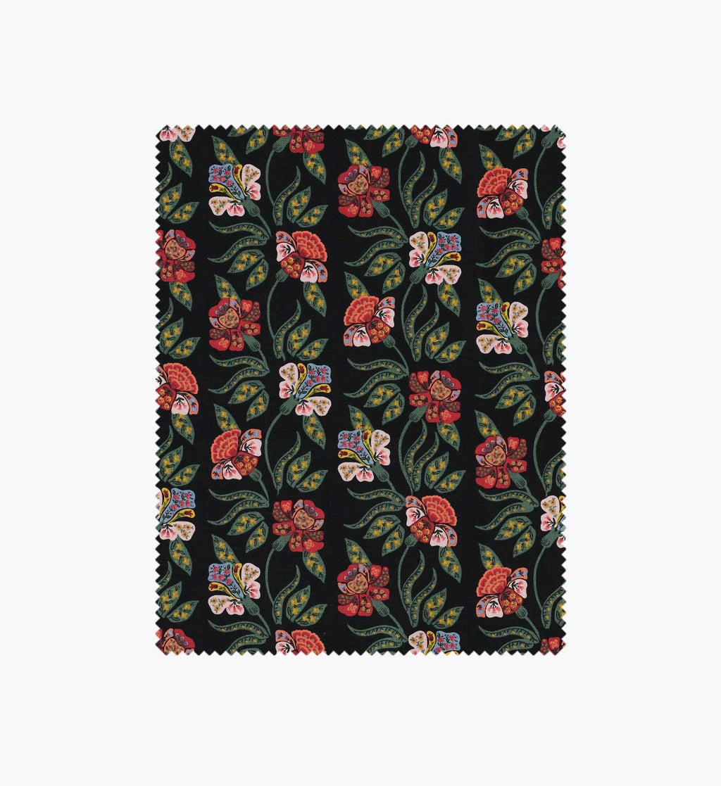 Cloverpaperco™ - Posy Cotton Fabric - Black