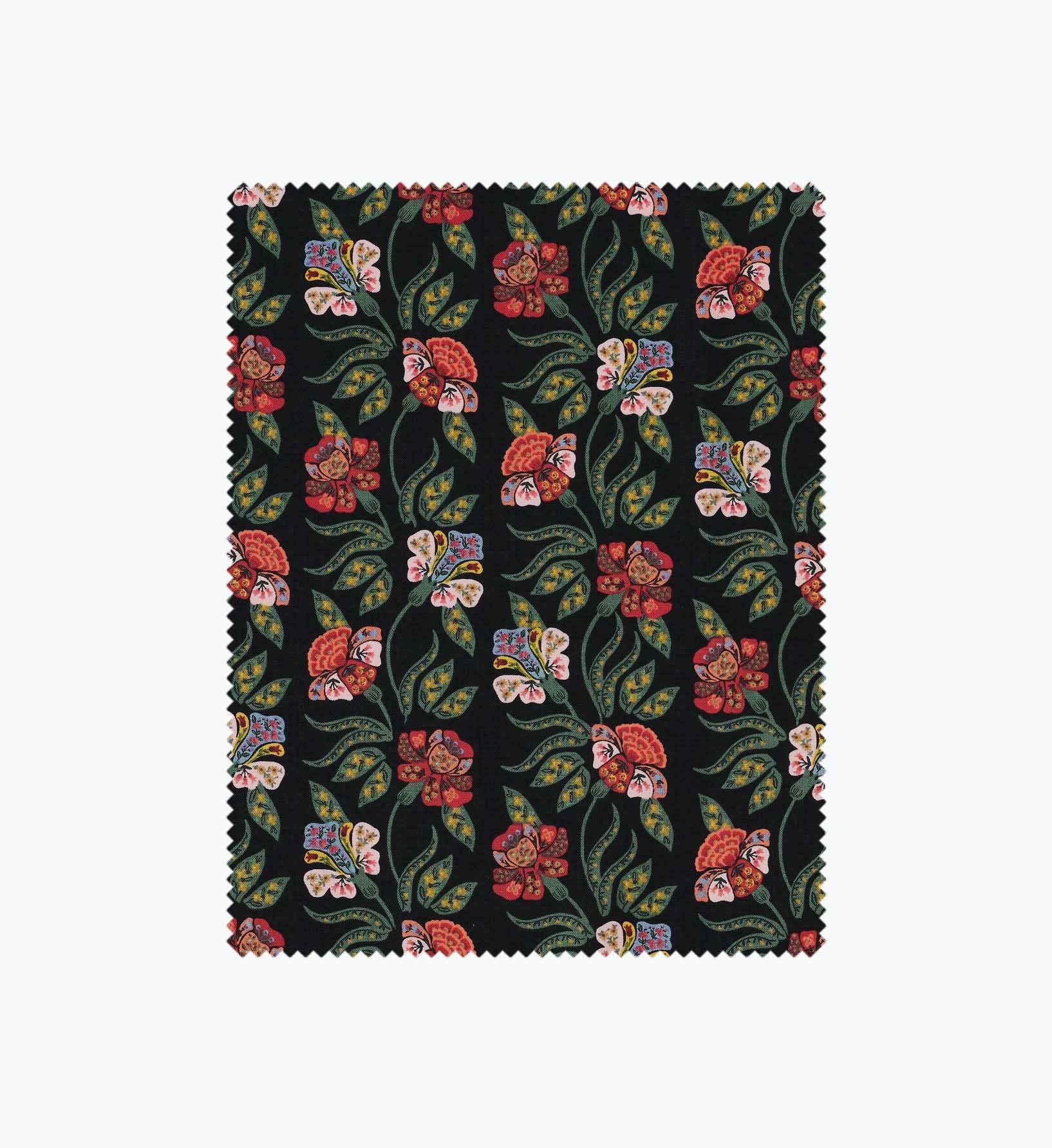 Cloverpaperco™ - Posy Cotton Fabric - Black