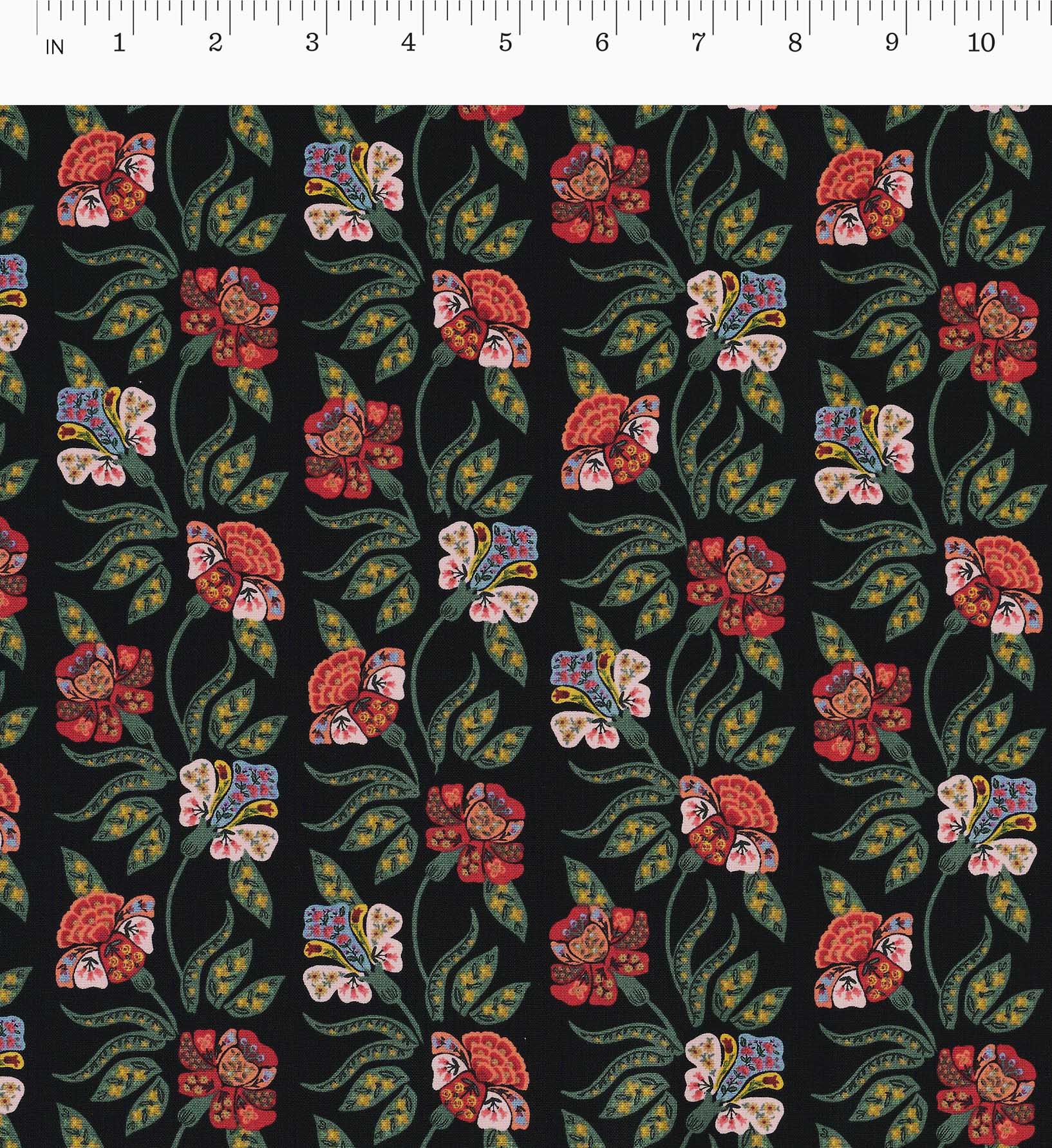 Cloverpaperco™ - Posy Cotton Fabric - Black