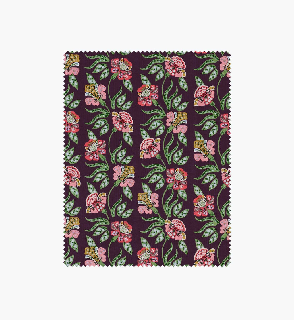 Cloverpaperco™ - Posy Cotton Fabric - Aubergine