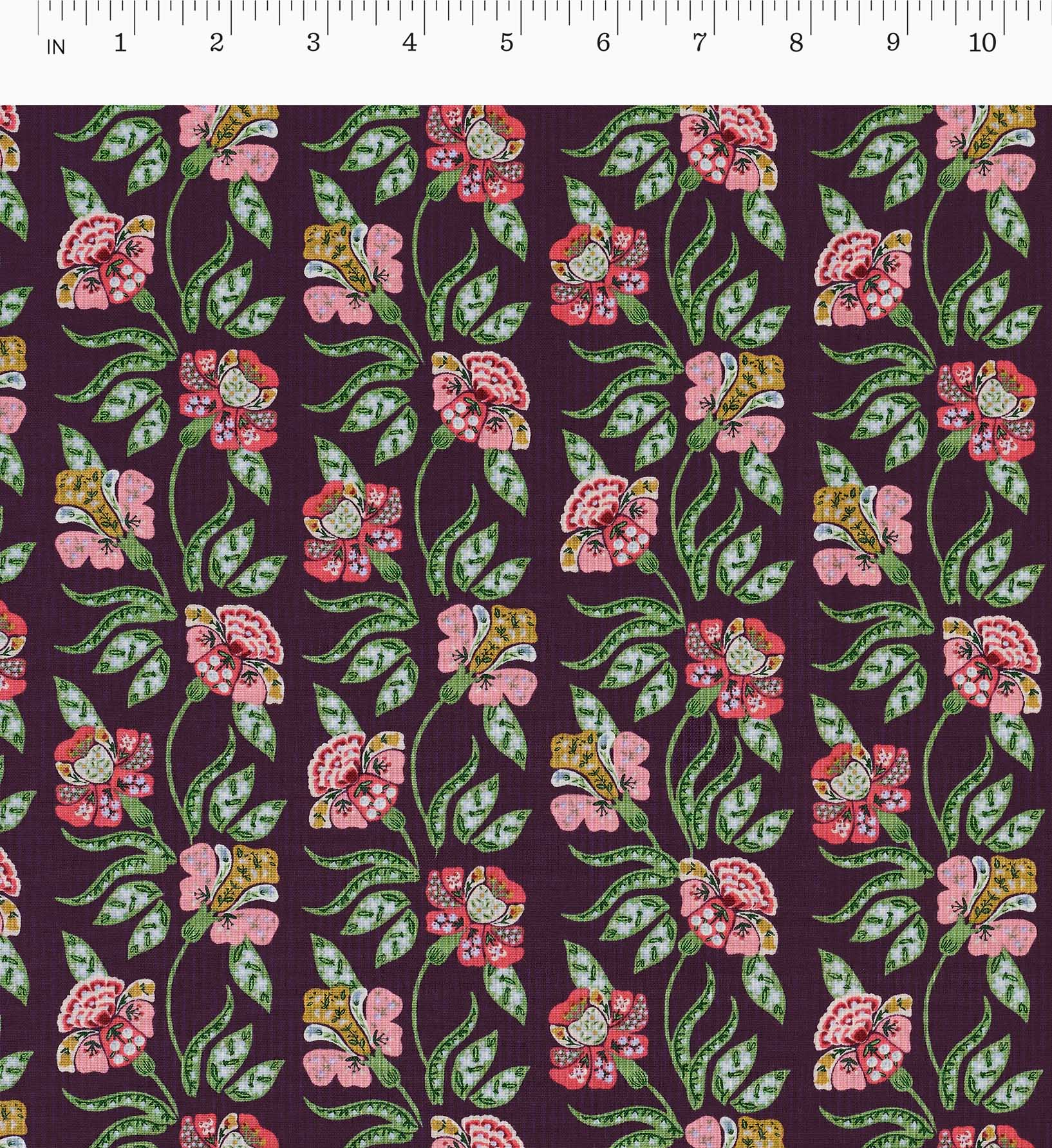 Cloverpaperco™ - Posy Cotton Fabric - Aubergine