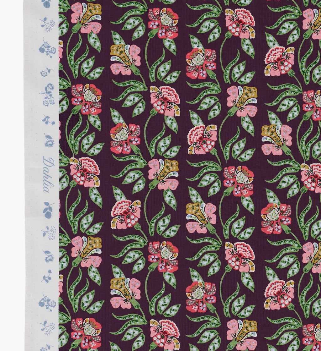 Cloverpaperco™ - Posy Cotton Fabric - Aubergine