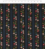 Cloverpaperco™ - Floral Trellis Stripe Cotton Fabric - Black