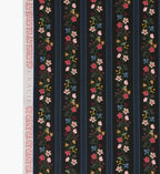 Cloverpaperco™ - Floral Trellis Stripe Cotton Fabric - Black