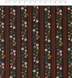 Cloverpaperco™ - Floral Trellis Stripe Cotton Fabric - Cocoa