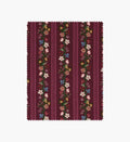 Cloverpaperco™ - Floral Trellis Stripe Cotton Fabric - Burgundy