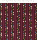 Cloverpaperco™ - Floral Trellis Stripe Cotton Fabric - Burgundy
