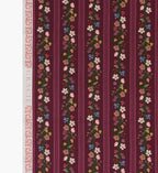 Cloverpaperco™ - Floral Trellis Stripe Cotton Fabric - Burgundy