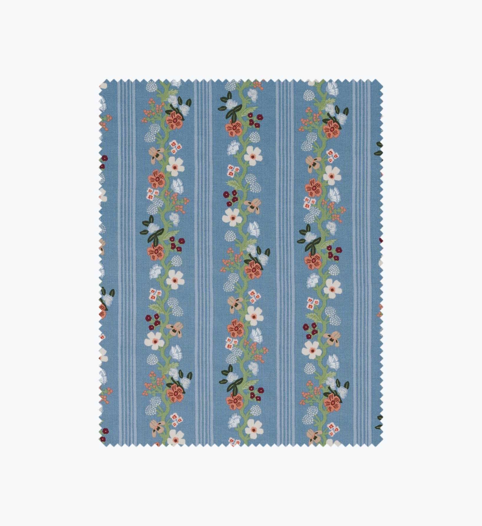 Cloverpaperco™ - Floral Trellis Stripe Cotton Fabric - Slate