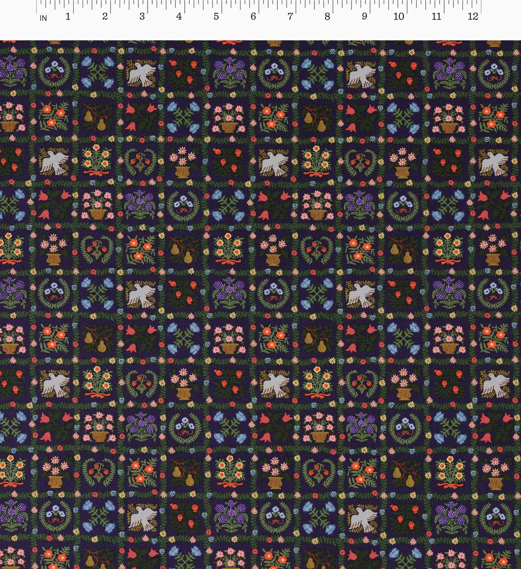 Cloverpaperco™ - Helena Cotton Fabric - Navy