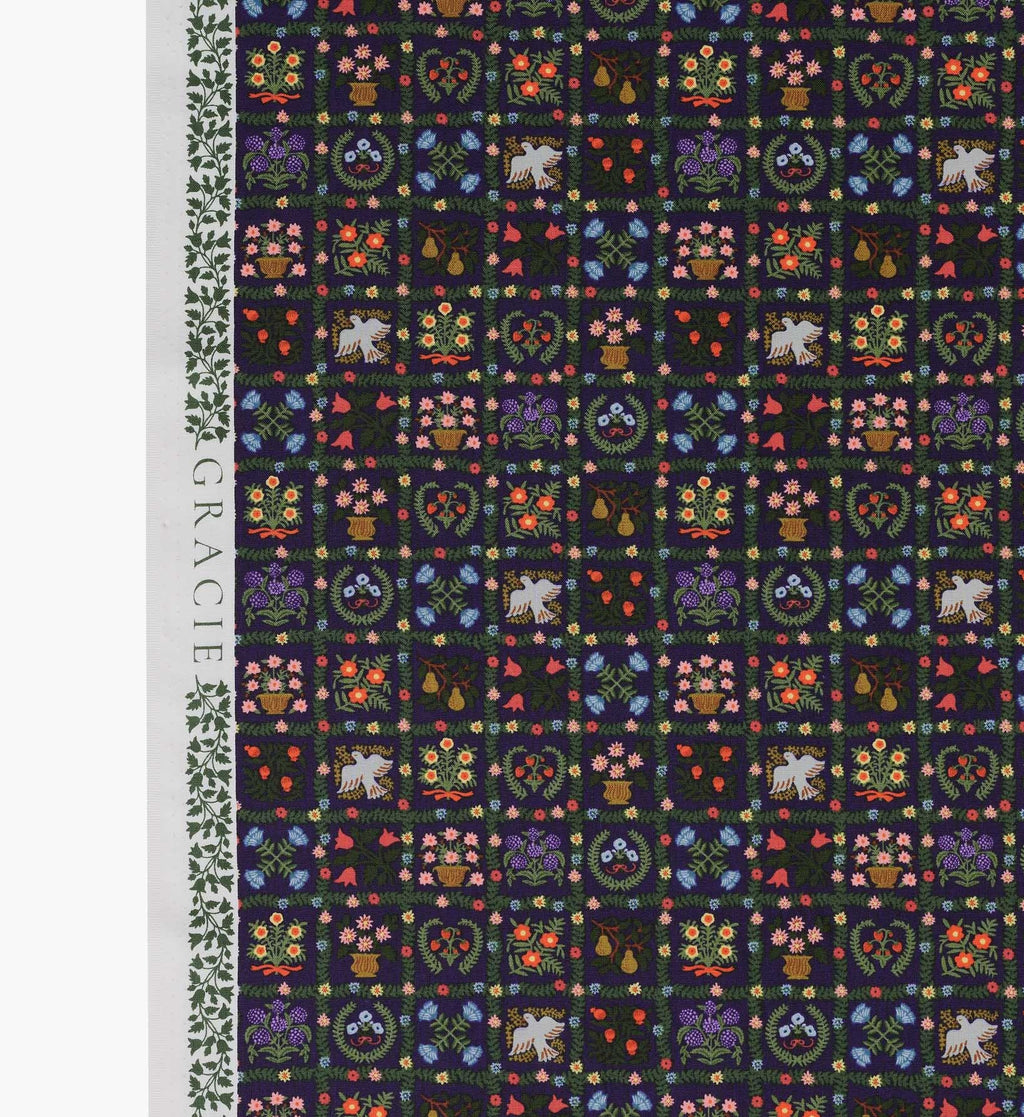 Cloverpaperco™ - Helena Cotton Fabric - Navy