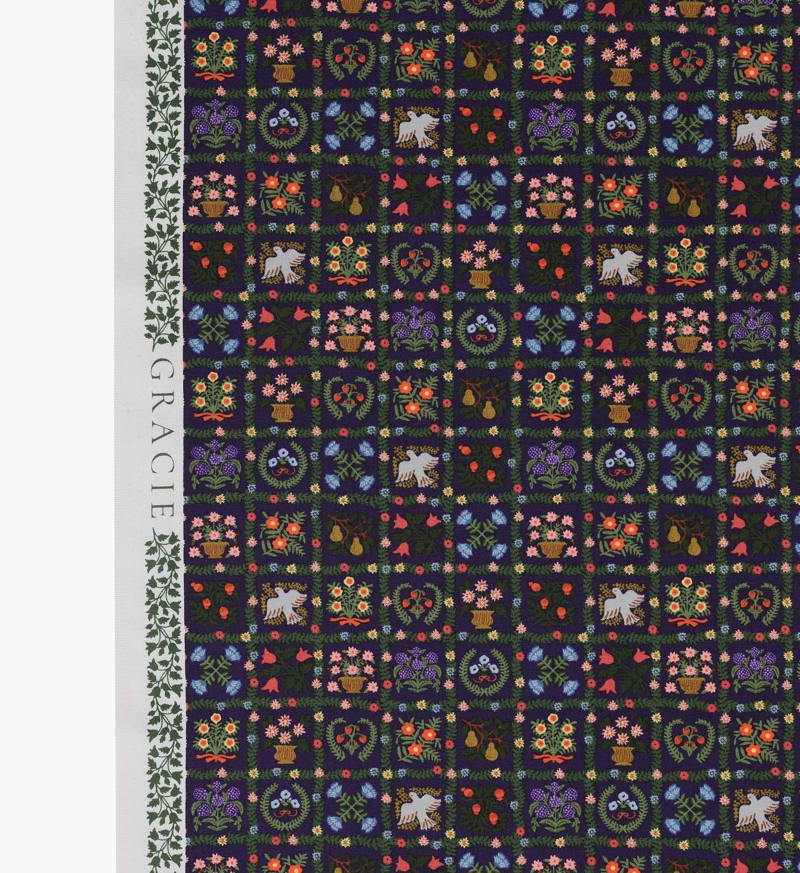 Cloverpaperco™ - Helena Cotton Fabric - Navy