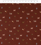 Cloverpaperco™ - Farm Animals Cotton Fabric - Crimson