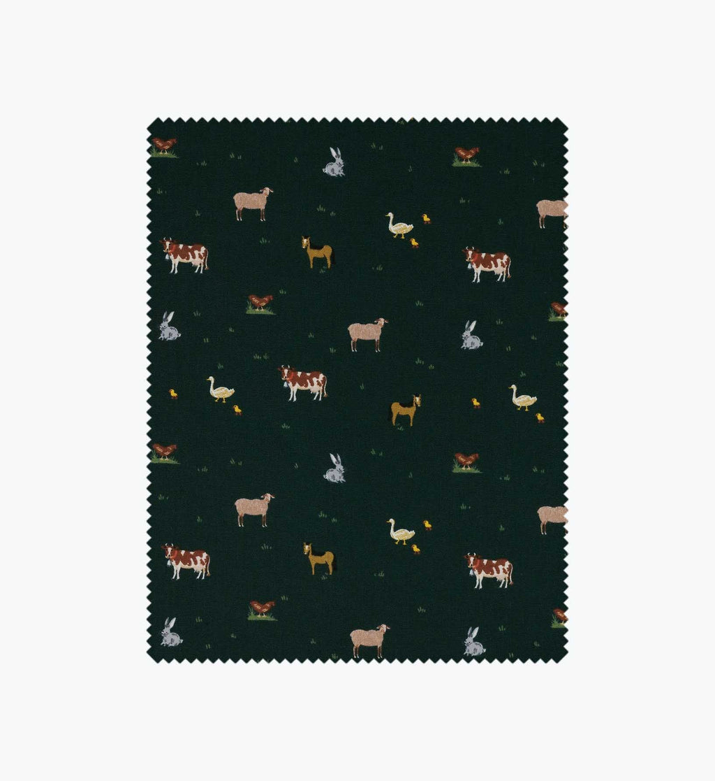 Cloverpaperco™ - Farm Animals Cotton Fabric - Evergreen