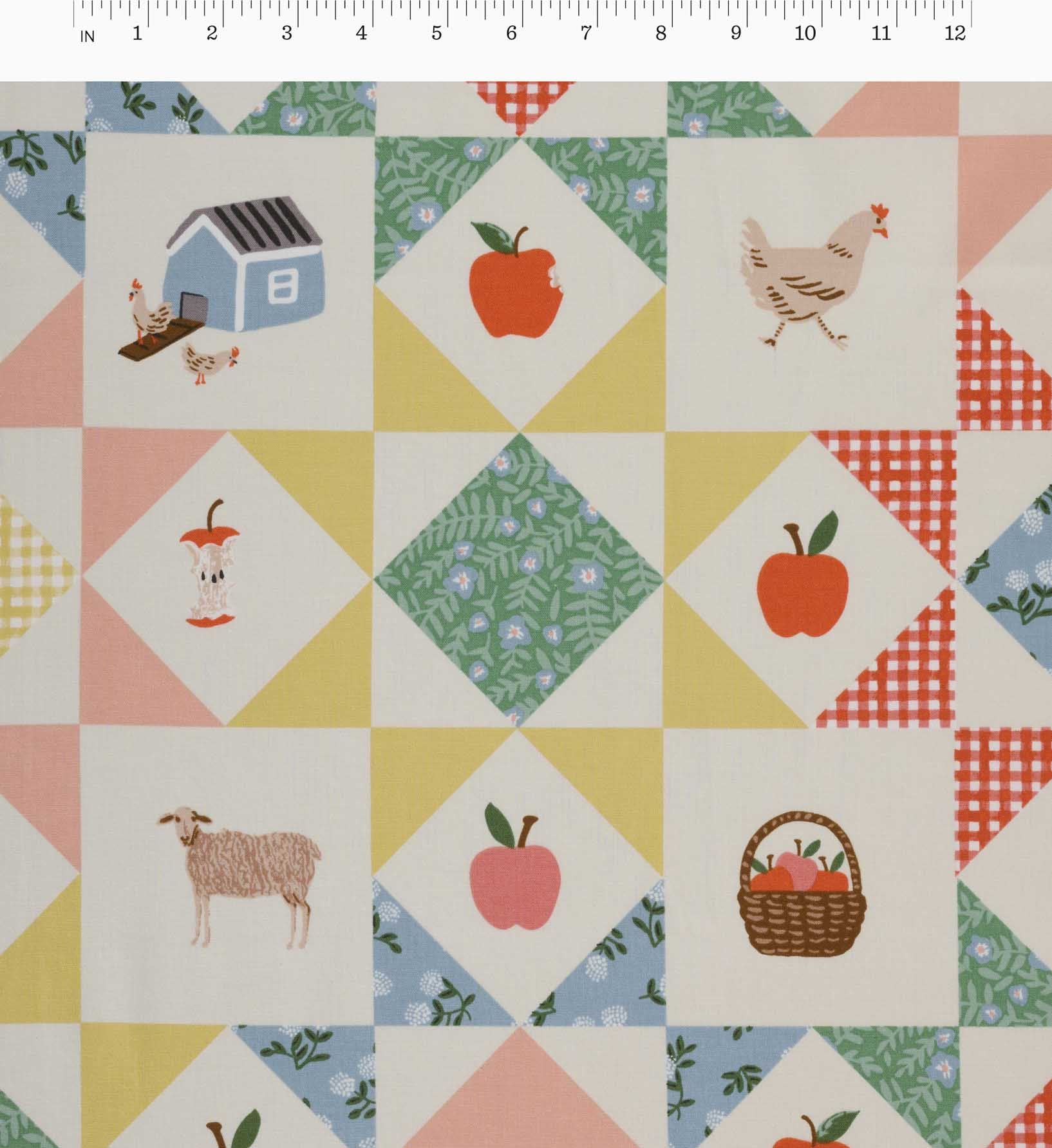 Cloverpaperco™ - Farmhouse Quilt Cotton Fabric - Multi