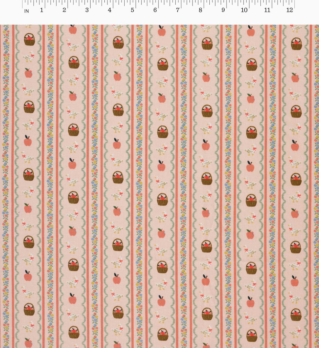 Cloverpaperco™ - Farmhouse Stripe Cotton Fabric - Pink