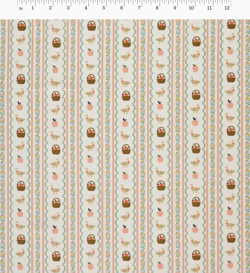 Cloverpaperco™ - Farmhouse Stripe Cotton Fabric - Cream