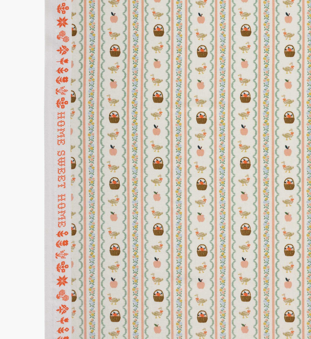 Cloverpaperco™ - Farmhouse Stripe Cotton Fabric - Cream