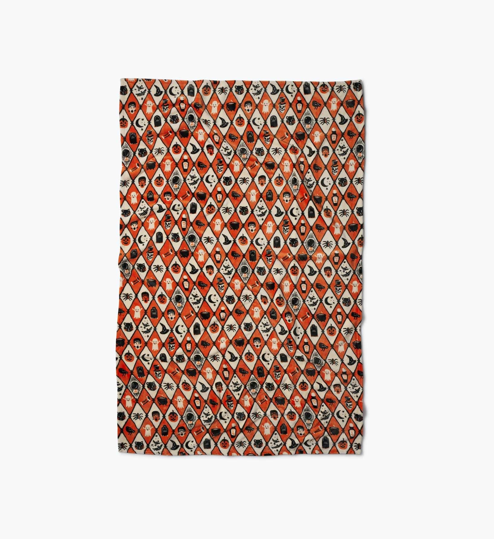 Cloverpaperco™ - Fleece Blanket - Halloween Argyle