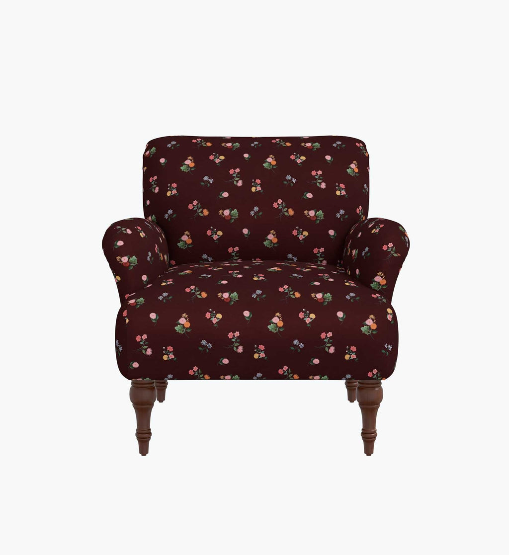 Cloverpaperco™ - Bristol Armchair - Ditsy Dahlia Burgundy