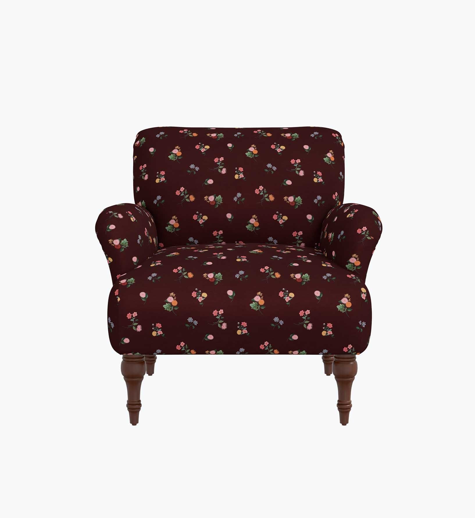 Cloverpaperco™ - Bristol Armchair - Ditsy Dahlia Burgundy
