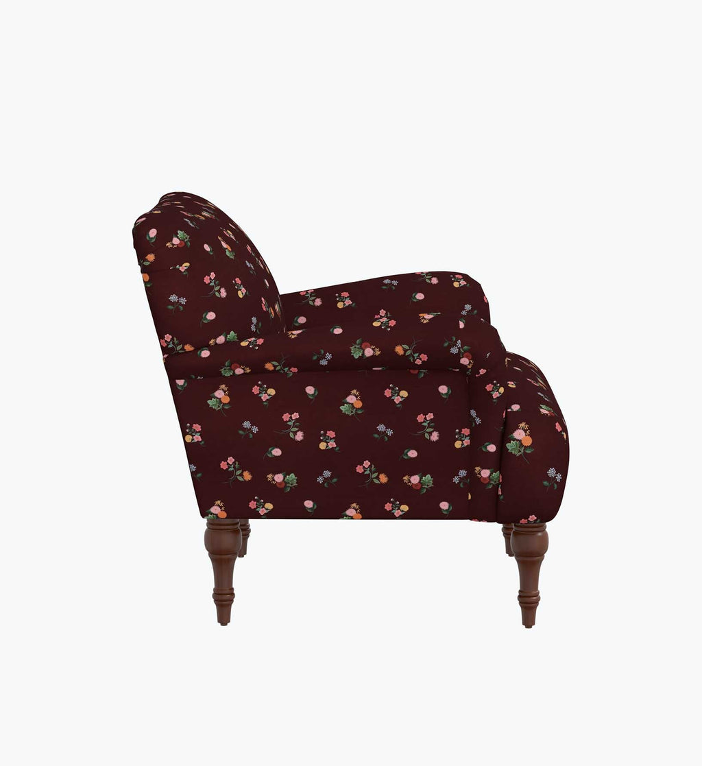 Cloverpaperco™ - Bristol Armchair - Ditsy Dahlia Burgundy