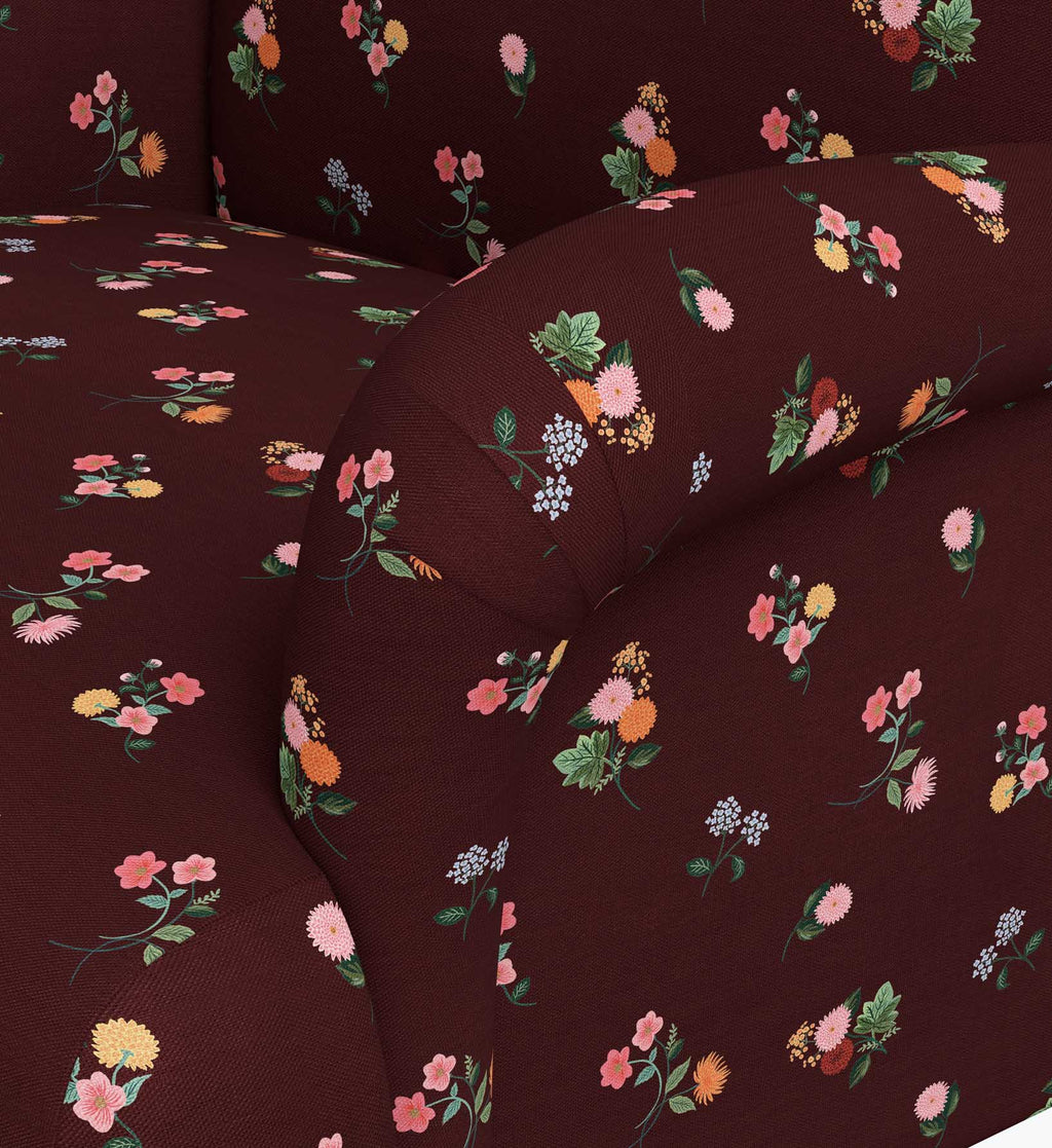 Cloverpaperco™ - Bristol Armchair - Ditsy Dahlia Burgundy