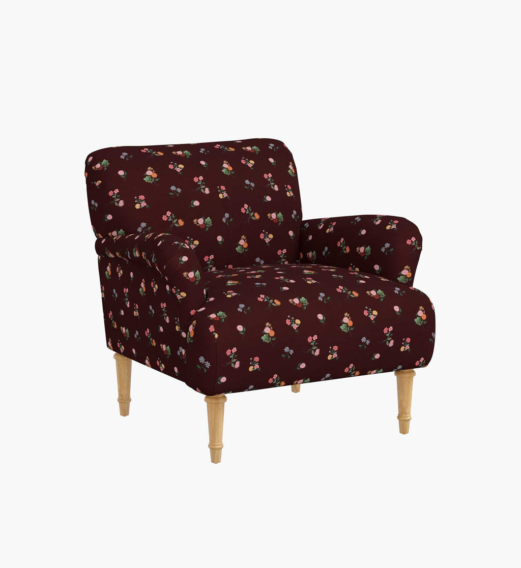 Cloverpaperco™ - Bristol Armchair - Ditsy Dahlia Burgundy