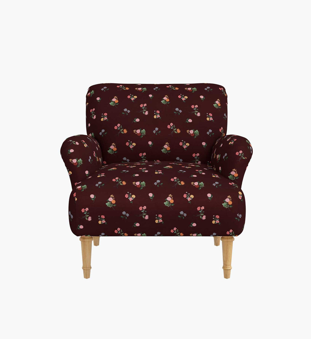 Cloverpaperco™ - Bristol Armchair - Ditsy Dahlia Burgundy