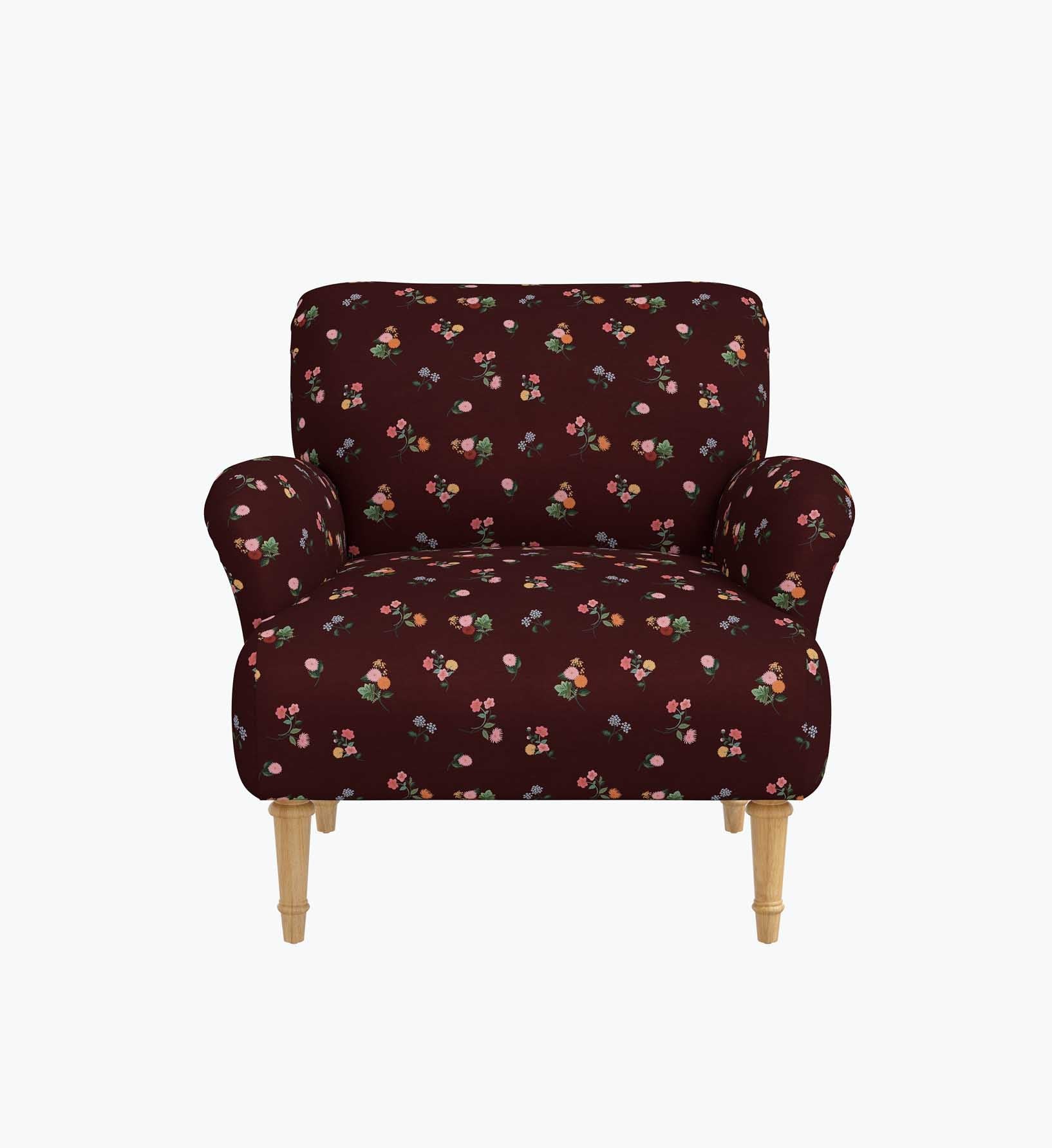 Cloverpaperco™ - Bristol Armchair - Ditsy Dahlia Burgundy