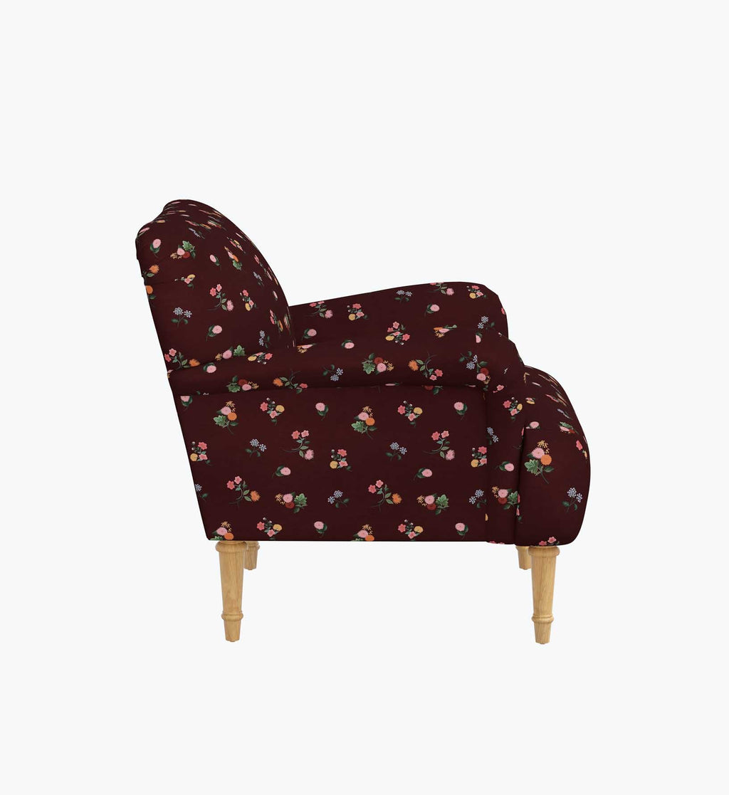 Cloverpaperco™ - Bristol Armchair - Ditsy Dahlia Burgundy