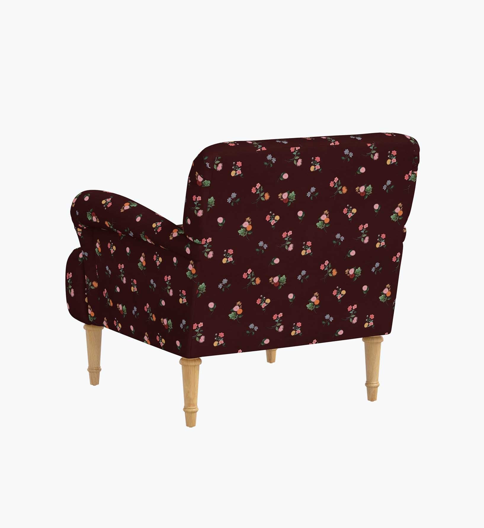 Cloverpaperco™ - Bristol Armchair - Ditsy Dahlia Burgundy