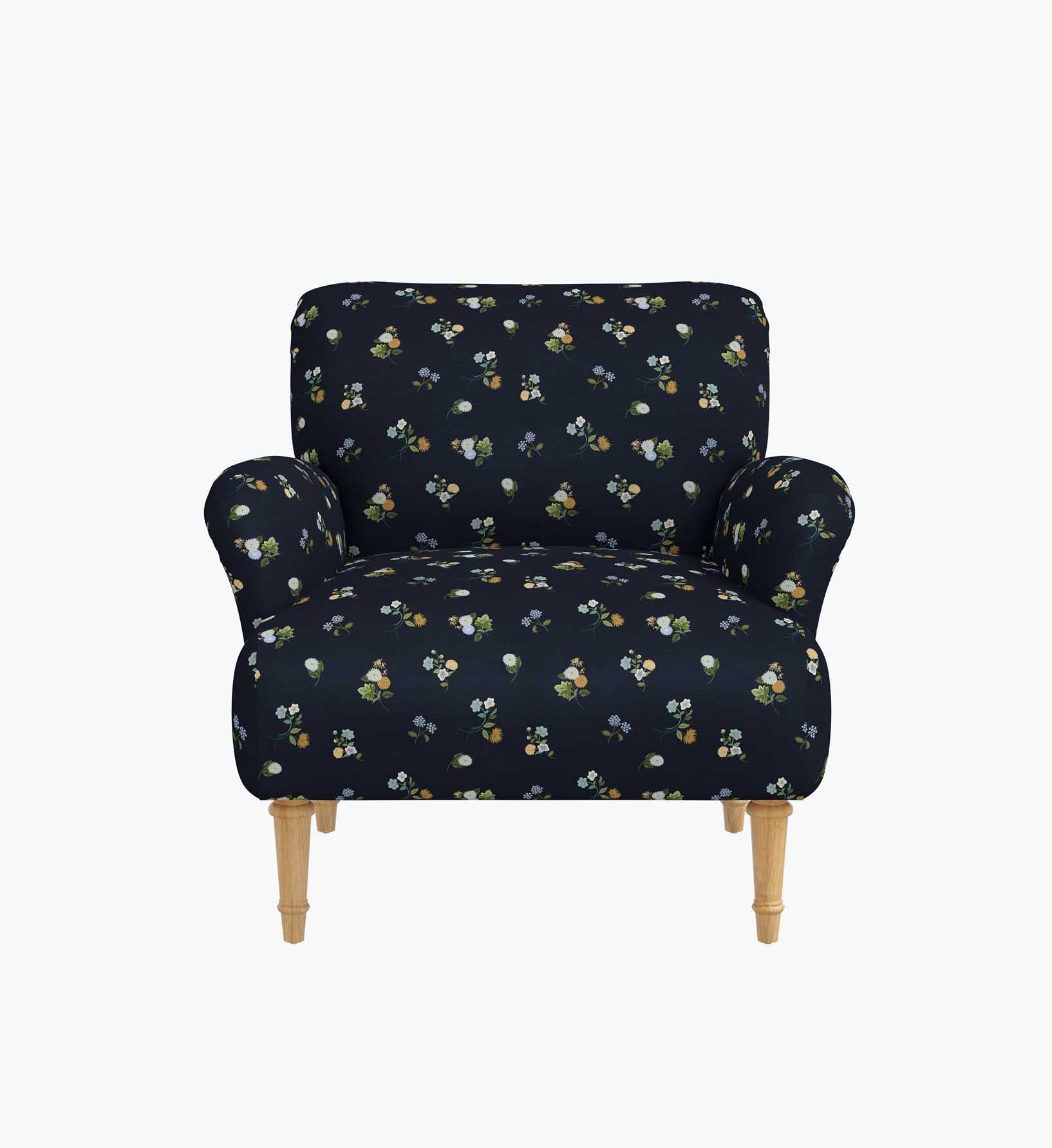 Cloverpaperco™ - Bristol Armchair - Ditsy Dahlia Navy