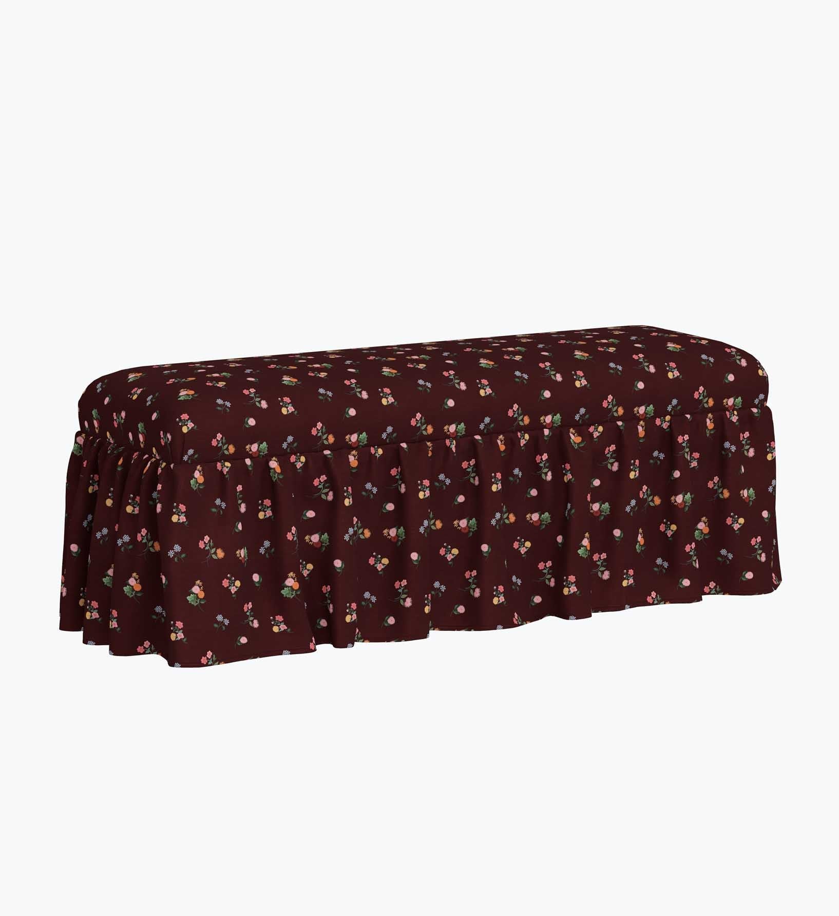Cloverpaperco™ - Surrey Dining Bench - Ditsy Dahlia Burgundy