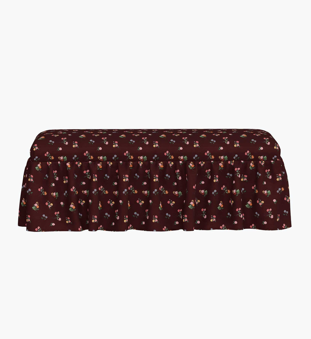 Cloverpaperco™ - Surrey Dining Bench - Ditsy Dahlia Burgundy