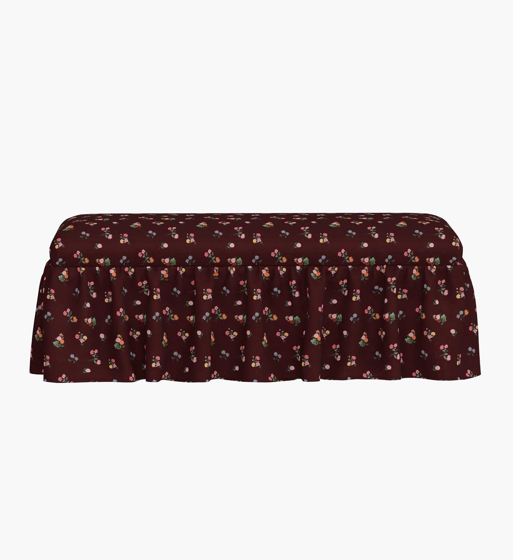Cloverpaperco™ - Surrey Dining Bench - Ditsy Dahlia Burgundy