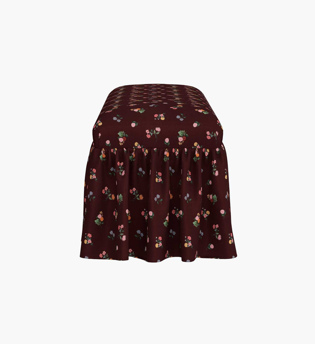 Cloverpaperco™ - Surrey Dining Bench - Ditsy Dahlia Burgundy