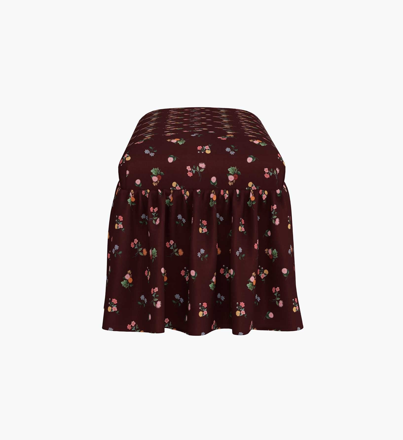 Cloverpaperco™ - Surrey Dining Bench - Ditsy Dahlia Burgundy