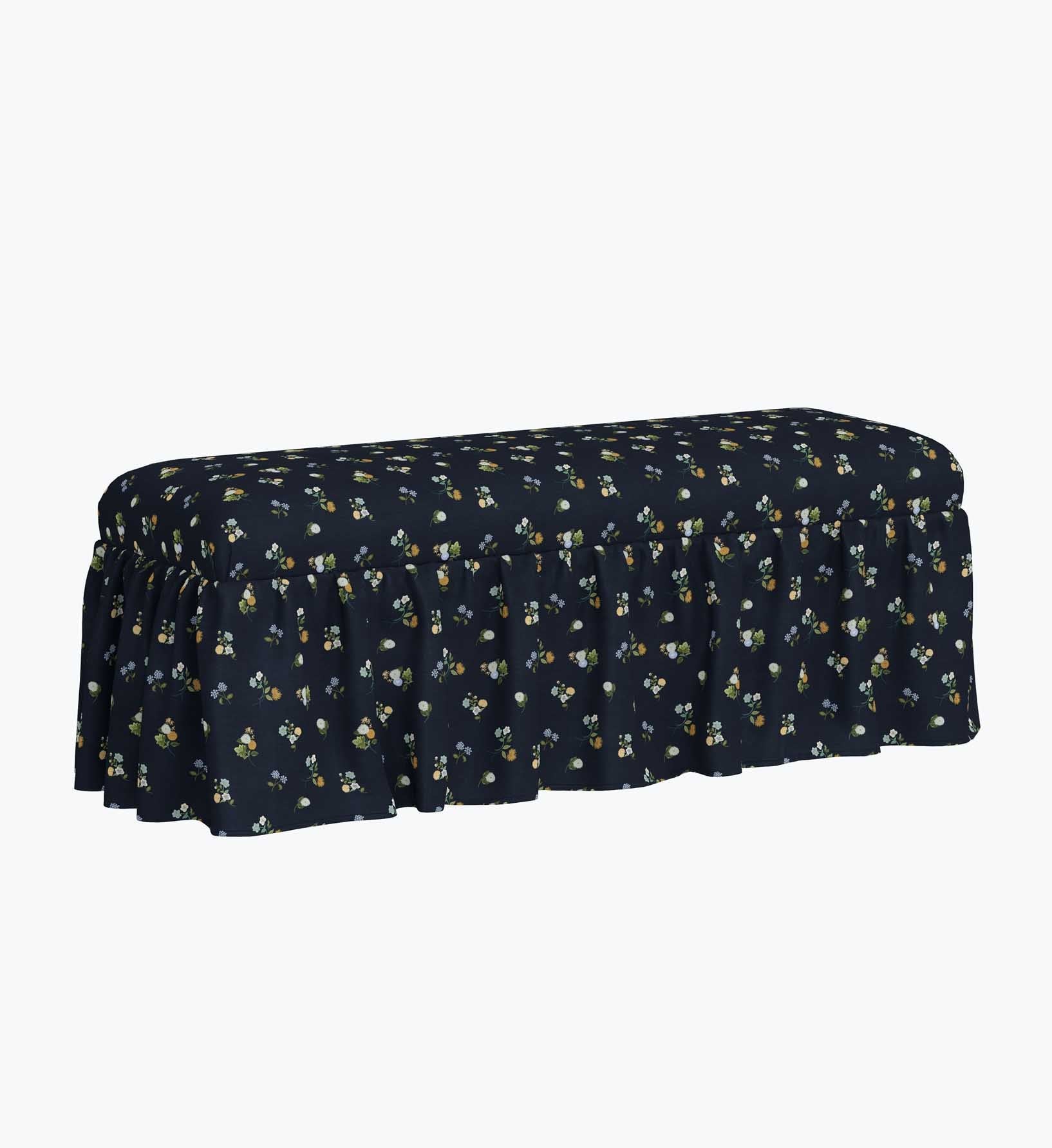 Cloverpaperco™ - Surrey Dining Bench - Ditsy Dahlia Navy