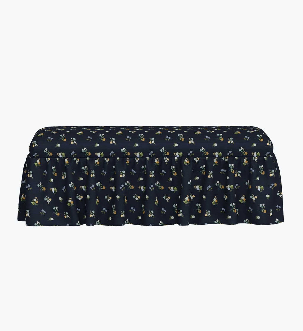 Cloverpaperco™ - Surrey Dining Bench - Ditsy Dahlia Navy