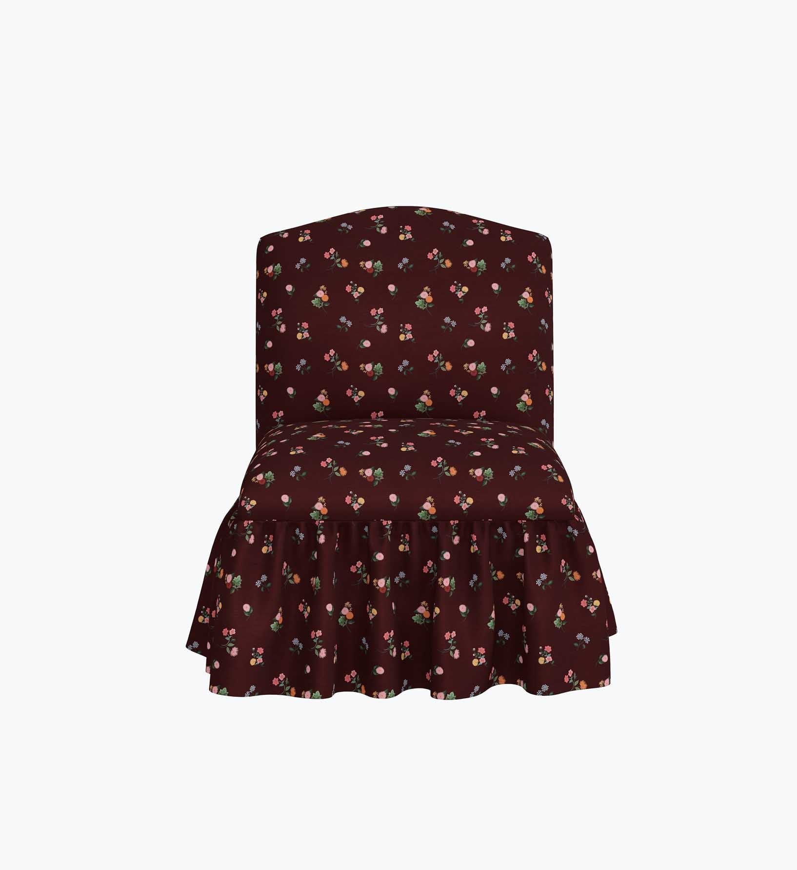 Cloverpaperco™ - Edie Slipper Chair - Ditsy Dahlia Burgundy
